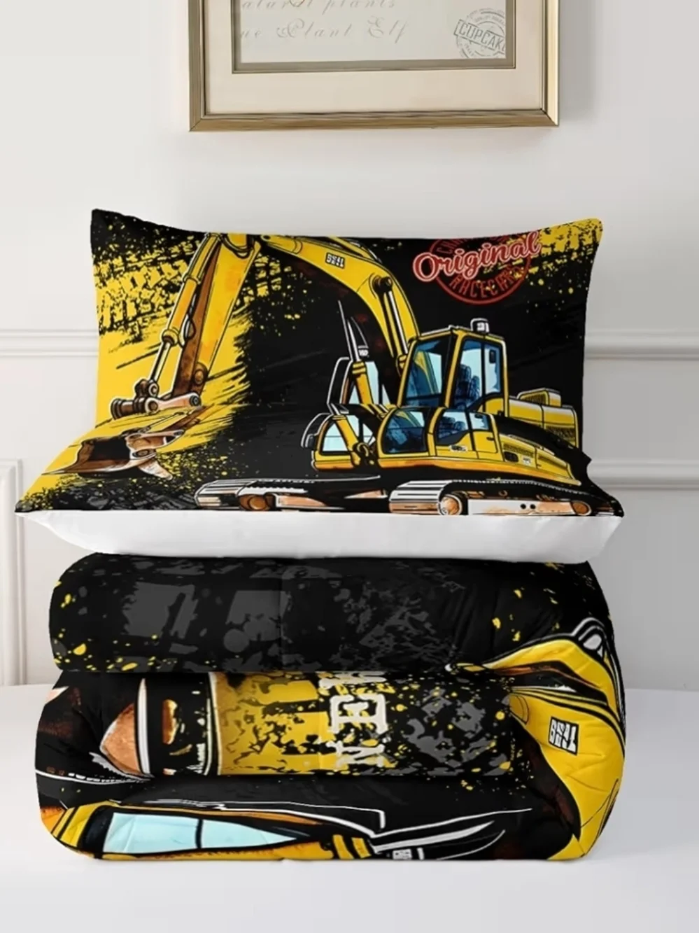 New Full Size Excavator Construction Kids Comforter Set